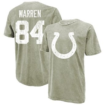 Men's Majestic Threads Tyler Warren Moss Green Indianapolis Colts Mineral Wash Name & Number T-Shirt