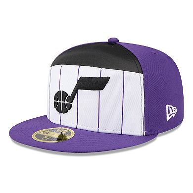 Men's New Era White/Purple Utah Jazz 2025 NBA Tip Off Split Panel 59FIFTY Fitted Hat