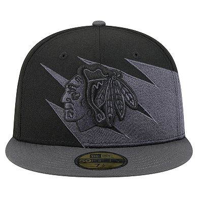 Men's New Era Black Chicago Blackhawks Spikes 59FIFTY Fitted Hat
