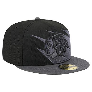 Men's New Era Black Chicago Blackhawks Spikes 59FIFTY Fitted Hat