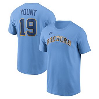 Men's Nike Robin Yount Powder Blue Milwaukee Brewers Cooperstown Collection Name & Number T-Shirt