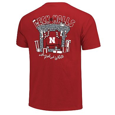 Men's Red Nebraska Huskers Deck the Halls Comfort Colors T-Shirt