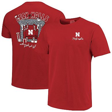 Men's Red Nebraska Huskers Deck the Halls Comfort Colors T-Shirt