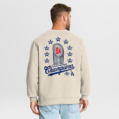 Men's Fanatics Tan Los Angeles Dodgers 9x Champs Crewneck Sweatshirt