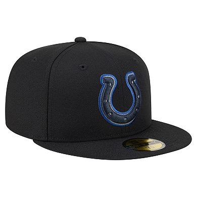 Men's New Era Black Indianapolis Colts Color Pop 59FIFTY Fitted Hat