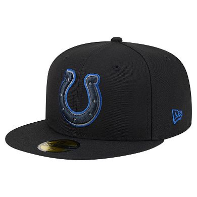 Men's New Era Black Indianapolis Colts Color Pop 59FIFTY Fitted Hat