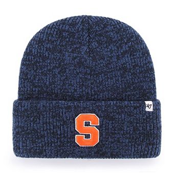 Men's '47 Navy Syracuse Orange Brainfreeze Cuffed Knit Hat with Pom