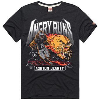 Unisex Homage Ashton Jeanty Charcoal Las Vegas Raiders Angry Runs Player Graphic Tri-Blend T-Shirt