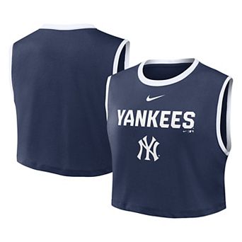 Women's Nike Navy New York Yankees Primetime Loose Dri-FIT Cropped Tank Top
