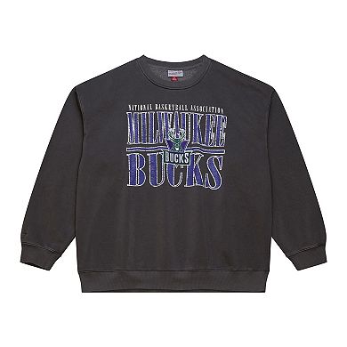 Men's Mitchell & Ness Black Milwaukee Bucks NBA Downtown Collection Fleece Sweatshirt