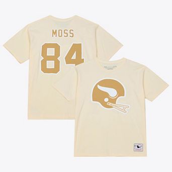 Men's Mitchell & Ness Randy Moss Cream Minnesota Vikings Sandman Name & Number T-Shirt