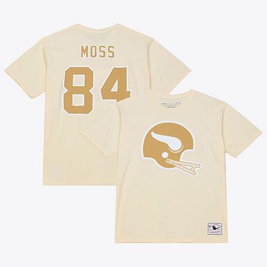 Men's Mitchell & Ness Randy Moss Cream Minnesota Vikings Sandman Name & Number T-Shirt
