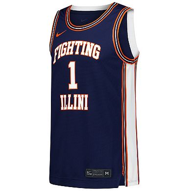Men's Nike #1 Navy Illinois Fighting Illini Replica Basketball Jersey