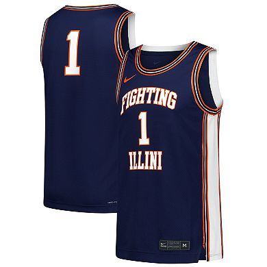 Men's Nike #1 Navy Illinois Fighting Illini Replica Basketball Jersey