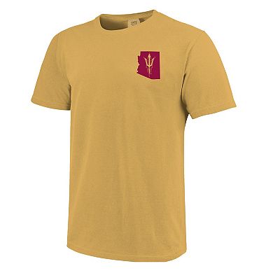 Men's Gold Arizona State Sun Devils Sketched Mascot Comfort Colors T-Shirt