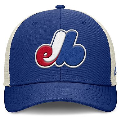 Men's Nike Blue/Natural Montreal Expos Cooperstown Collection Rise Trucker Adjustable Hat