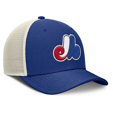 Men's Nike Blue/Natural Montreal Expos Cooperstown Collection Rise Trucker Adjustable Hat