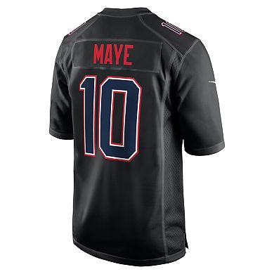 Men's Nike Drake Maye Carbon Black New England Patriots Game Jersey