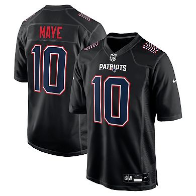 Men's Nike Drake Maye Carbon Black New England Patriots Game Jersey