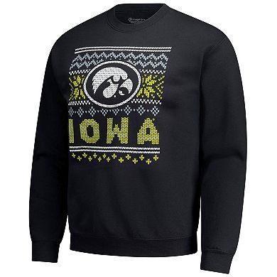Men's Black Iowa Hawkeyes Holiday Fleece Sweatshirt