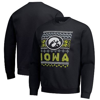 Men's Black Iowa Hawkeyes Holiday Fleece Sweatshirt