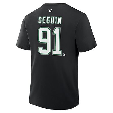 Men's Fanatics Tyler Seguin Black Dallas Stars Authentic Stack Name & Number T-Shirt