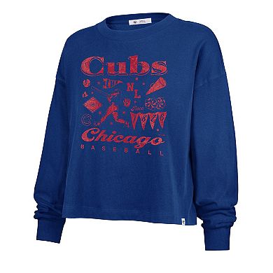 Women's '47 Royal Chicago Cubs Team Collage Sydney Long Sleeve T-Shirt