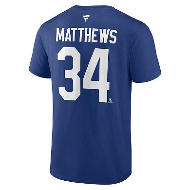 Men's Fanatics Auston Matthews Blue Toronto Maple Leafs Authentic Stack Name & Number T-Shirt