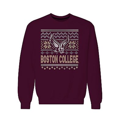 Men's Maroon Boston College Eagles Holiday Fleece Crewneck Sweatshirt