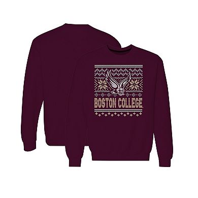 Men's Maroon Boston College Eagles Holiday Fleece Crewneck Sweatshirt