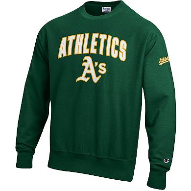 Men's Champion Green Athletics Reverse Weave Chenille Sweatshirt