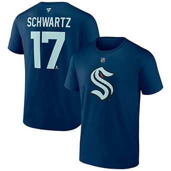 Men's Fanatics Jaden Schwartz Deep Sea Blue Seattle Kraken Special Edition 2.0 Name & Number T-Shirt