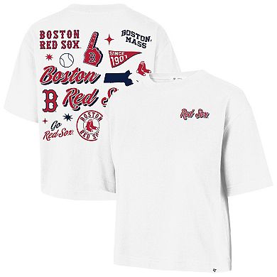 Women's '47 White Boston Red Sox Collage Script Reed City T-Shirt
