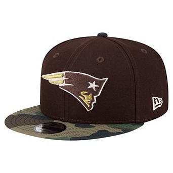 Men's New Era Dark Brown New England Patriots Burnt Wood Camo 9FIFTY Snapback Hat