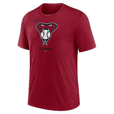 Men's Nike Red Arizona Diamondbacks Tri-Blend Logo T-Shirt