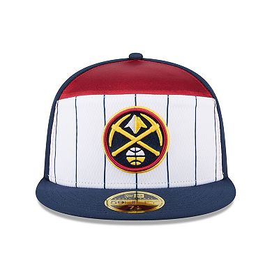 Men's New Era White/Navy Denver Nuggets 2025 NBA Tip Off Split Panel 59FIFTY Fitted Hat