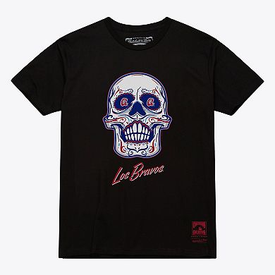 Women's Mitchell & Ness Black Atlanta Braves Sugar Skull Boxy T-Shirt