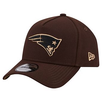 Men's New Era Dark Brown New England Patriots Burnt Wood A-Frame 9FORTY Adjustable Hat