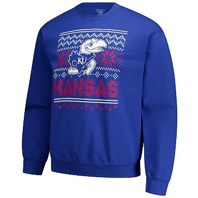 Men's Royal Kansas Jayhawks Holiday Fleece Sweatshirt