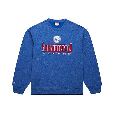 Men's Mitchell & Ness Royal Philadelphia 76ers Throw It Back Fleece Sweatshirt