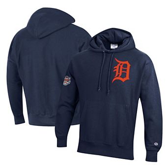 Men's Champion Navy Detroit Tigers Reverse Weave Chenille Hoodie