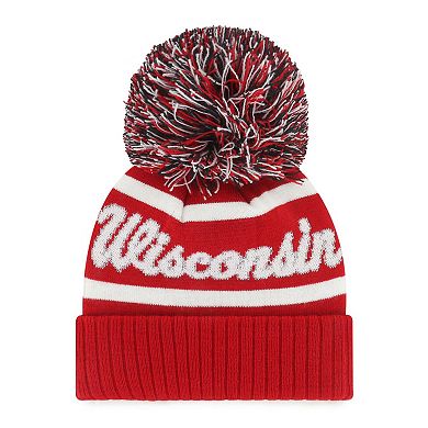 Women's '47 Red Wisconsin Badgers Spirited Cuffed Knit Hat with Pom
