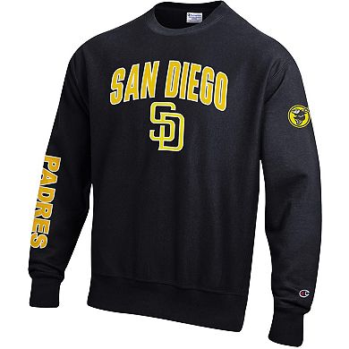 Men's Champion Black San Diego Padres Reverse Weave Chenille Sweatshirt