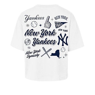 Women's '47 White New York Yankees Collage Script Reed City T-Shirt