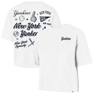 Women's '47 White New York Yankees Collage Script Reed City T-Shirt