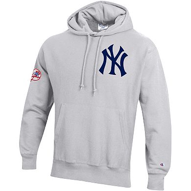 Men's Champion Gray New York Yankees Reverse Weave Chenille Hoodie