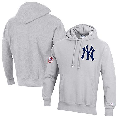 Men's Champion Gray New York Yankees Reverse Weave Chenille Hoodie
