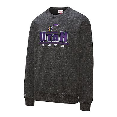 Men's Mitchell & Ness Black Utah Jazz Throw It Back Fleece Sweatshirt