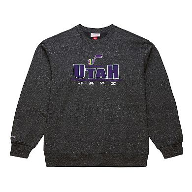 Men's Mitchell & Ness Black Utah Jazz Throw It Back Fleece Sweatshirt