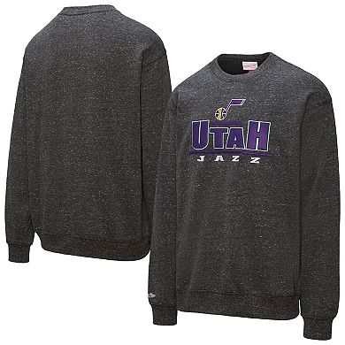 Men's Mitchell & Ness Black Utah Jazz Throw It Back Fleece Sweatshirt